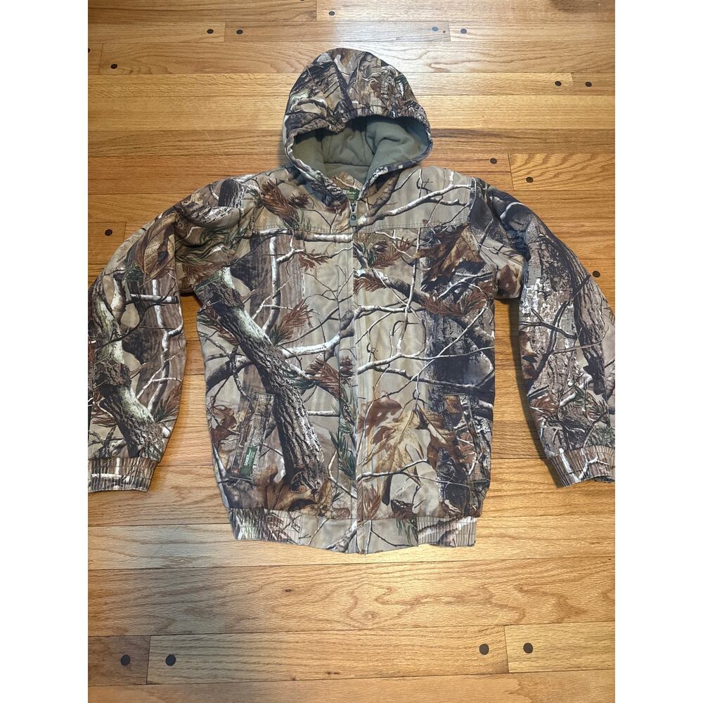 Gander Mtn Realtree Hunting Camo Coat Jacket Youth XL Hooded Full Zip Camouflage